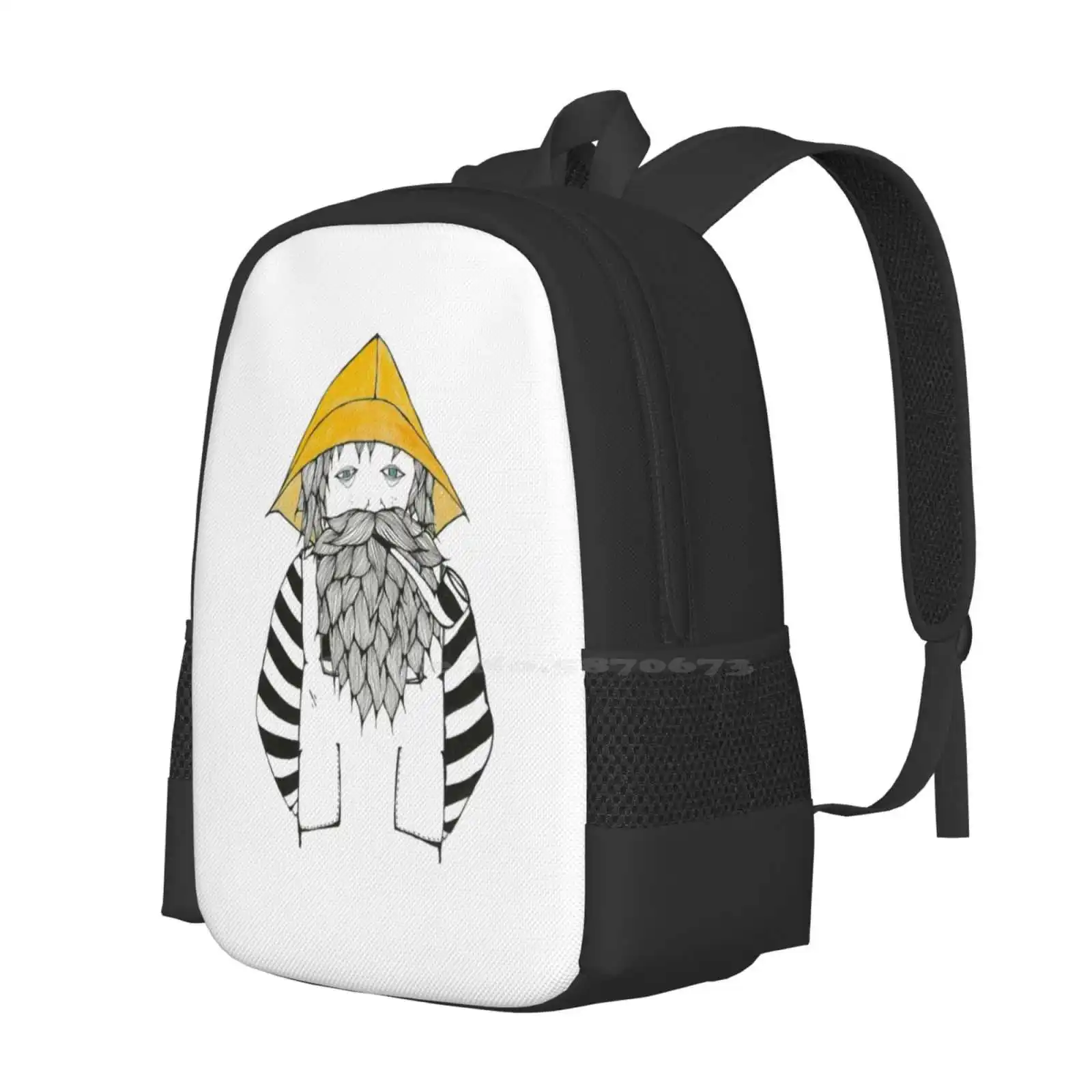 Fisherman Hot Sale Schoolbag Backpack Fashion Bags Fisherman Sailor Beard Surf Ocean Sea Hipster Nordic Modern Trendy