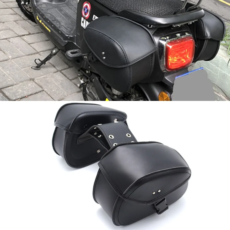 

Motorcycle Side Saddle Bags PU Leather Tool Bag for Sportster XL883 1200 Honda Suzuki Universal Storage Saddlebags