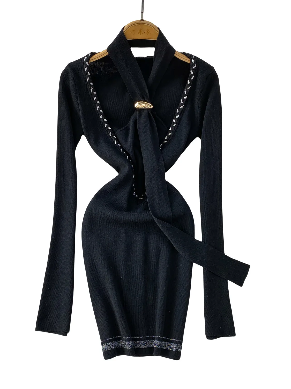 

Сексуальное ажурное плетение V-Ne Hanging Ne Dr, женская осенняя базовая юбка с запахом и высокой талией, длинная све Dr