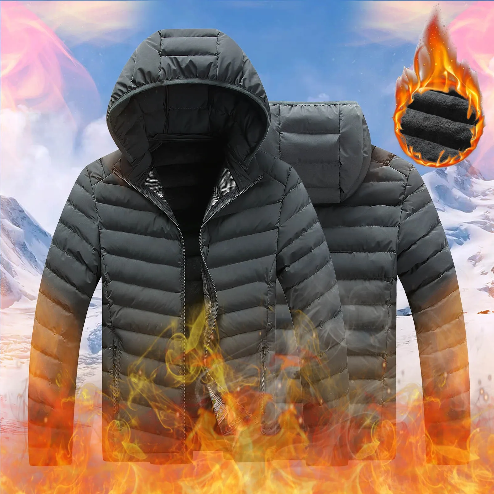 Winter Man Warm Packable Jacket lekkie męskie parki płaszcz pikowana ocieplana odzież wierzchnia sweter męski z kapturem Streetwear odzież