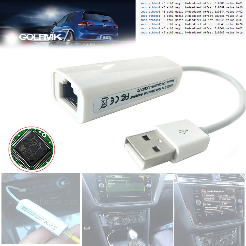 AX88772 DLink DUB E100 USB to Ethernet Convert/Dongle for VW Flok Golfmk7 Passat Mikrotik MIB2 Hacking Upgrade Language Flash