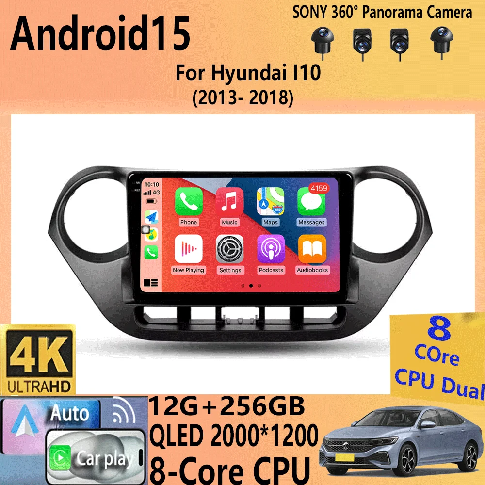 Car Radio Android 15 Carplay Auto Multimedia Player For Hyundai I10 2013 - 2018 Navigation Autoradio GPS Stereo 2din Head Unit