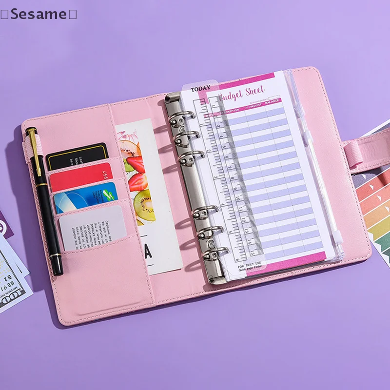 enrouSesamekezA6 Colorido Amor PU Couro DIY Fichário Notebook Apenas Capas Diário Livros Agenda Capas Papelaria Escolar