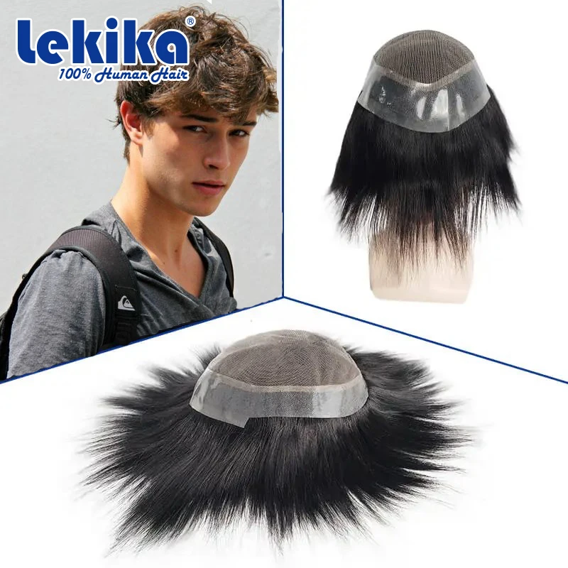 

Toupee Australia Soft PU & French Lace Wigs For Men Natural Male Hair Prosthesis Replacement 100% Human Hair Wigs 6'' Man Wig