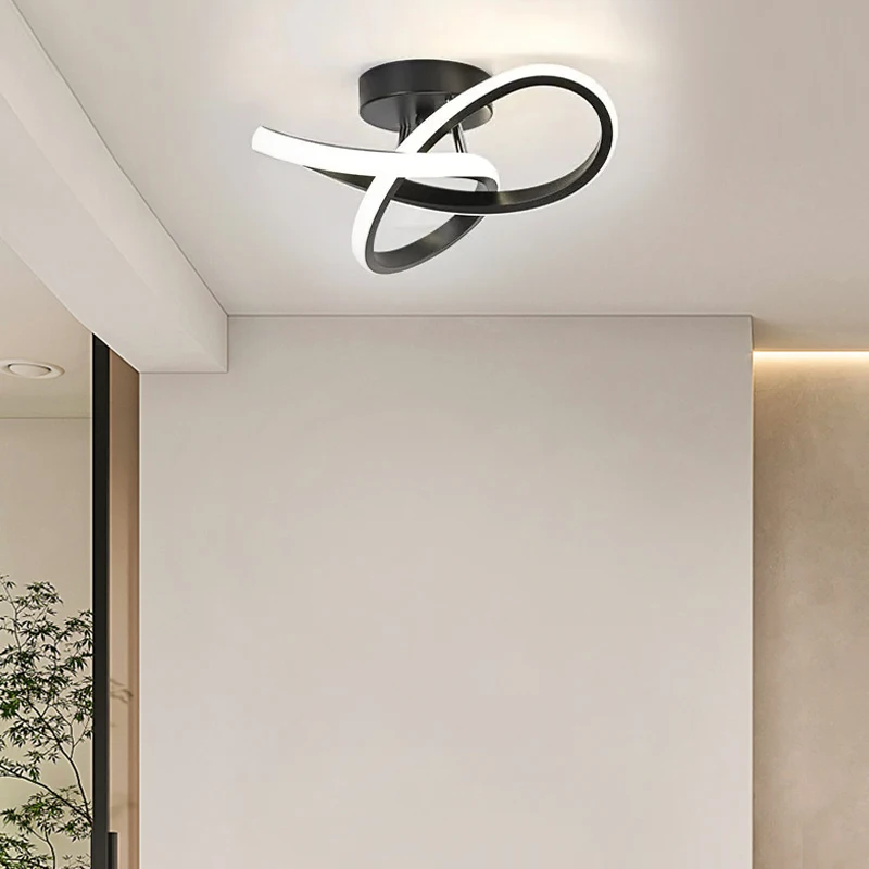 MARPOU Nordic Led Ceiling Lights For Corridor Aisle Lamp Black White Modern Ceiling Lamps For Balcony Entrance Home Decoration