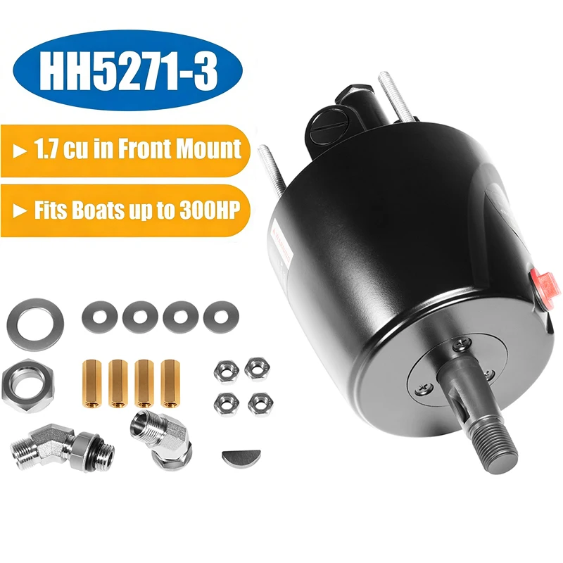 300HP Outboard Hydraulic Steering Pump HH5271-3 Front Mount, for Seastar Helm Compatible with Cruisers Runabouts Boat