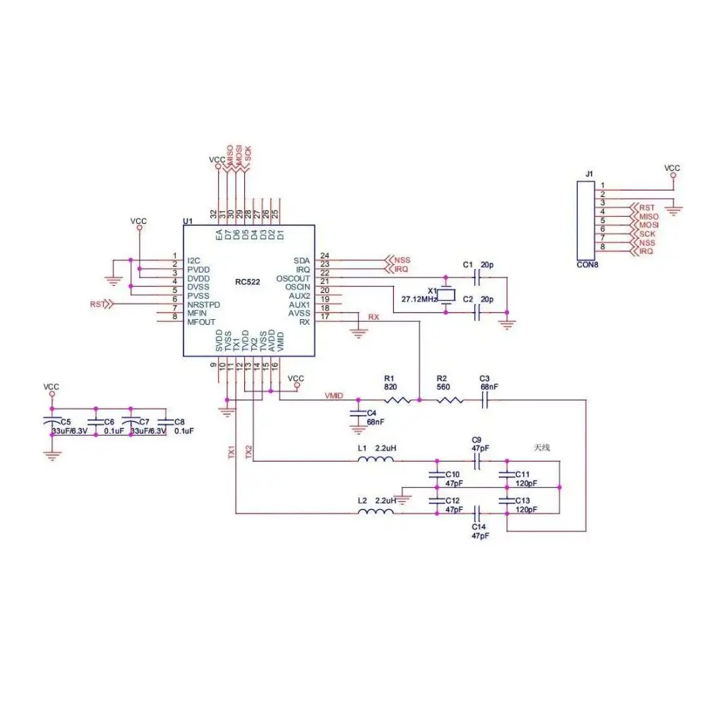 Professional 13.56MHz Frequency RFID Module SPI Interface Compact IC Reader Writer 3.3V RFID Tag Writer Access Control Systems