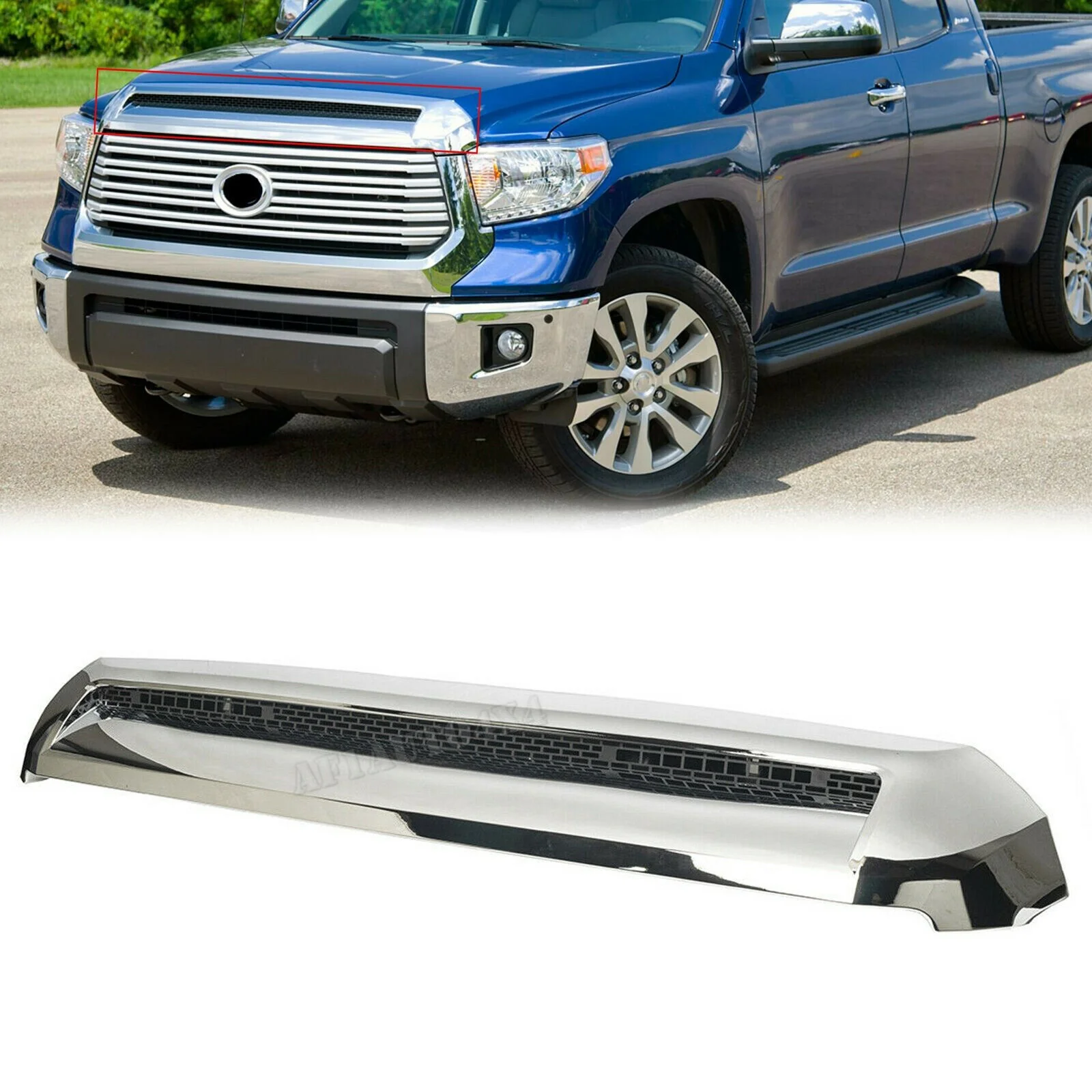 Front Upper Chrome Hood Bulge Molding for Tundra 2014-2020 2021