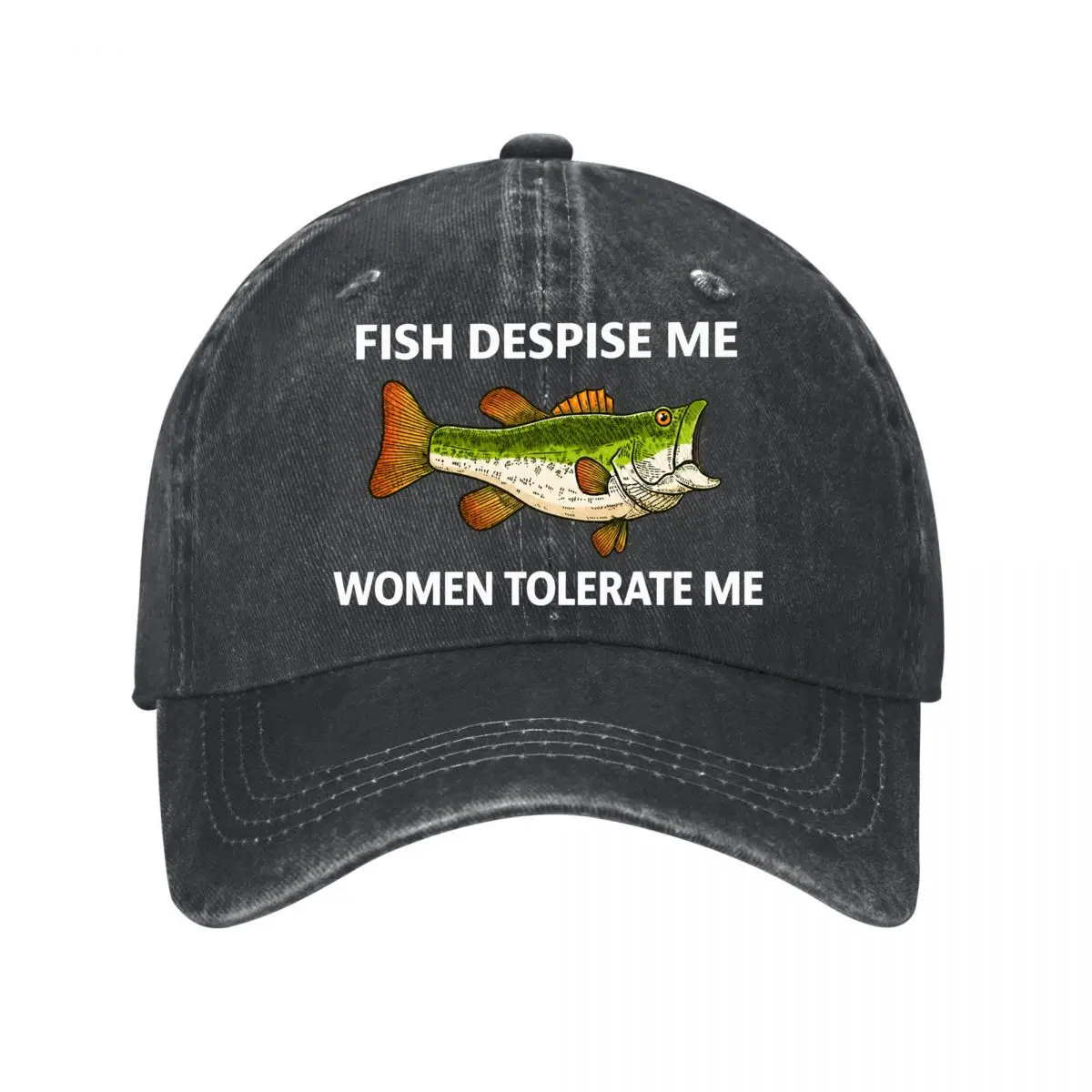 Fish Despise Me Women Tolerate Me Fishing New Vintage Washed Cotton Baseball Cap Sun Hats
