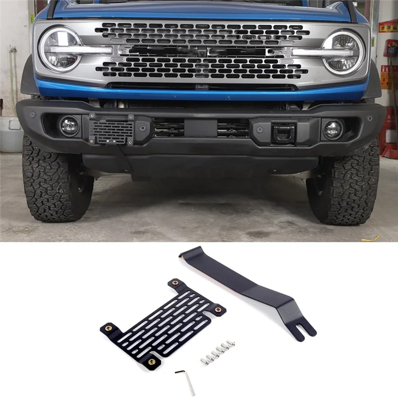 For Ford Bronco 2021 2022 2023 Front License Plate Holder Frame Mount Accessories (For Capable Steel Bumper)