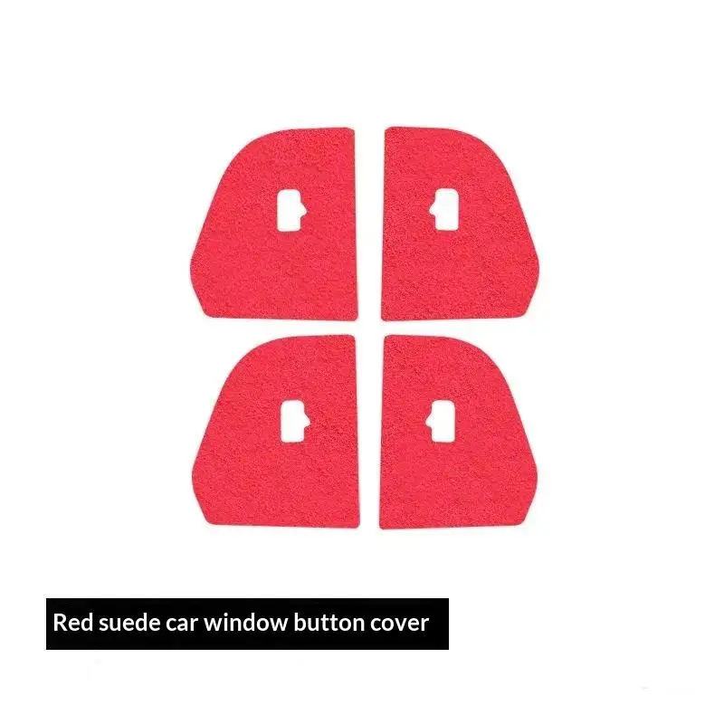 Door Switch Button Stickers Accessories Suede Stickers Armrest Window Lift Button Modification Stickers For Model 3