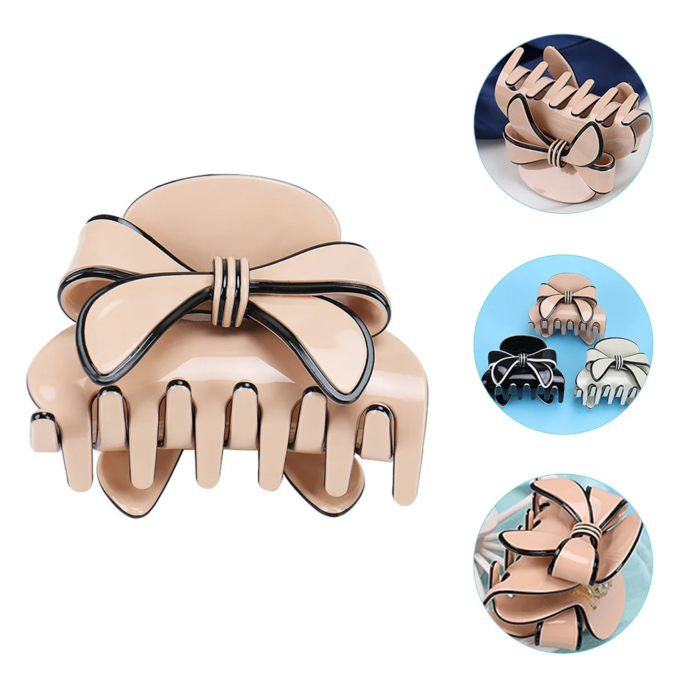 

Bow Hair Claw Clip Large Styling Tool for Women Thick Normal Hair Wash Face Makeup Routine Bathroom Dormitory Use