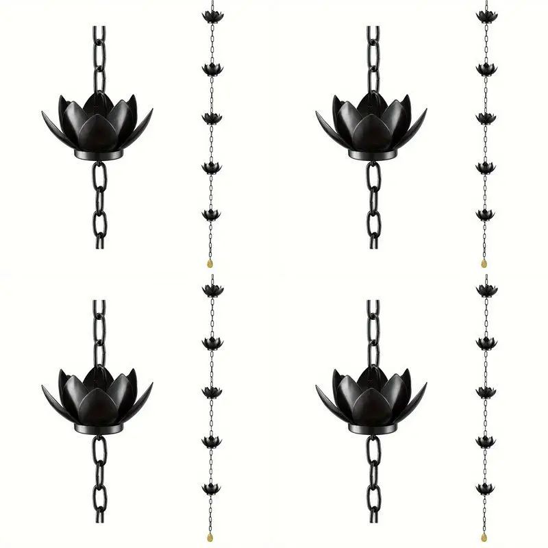 

ABLK 4X Rain Chain, Lotus Rain Catcher Chain For Gutters Outside , Rain Chain Cups To Replace Gutter Downspout, Divert Water