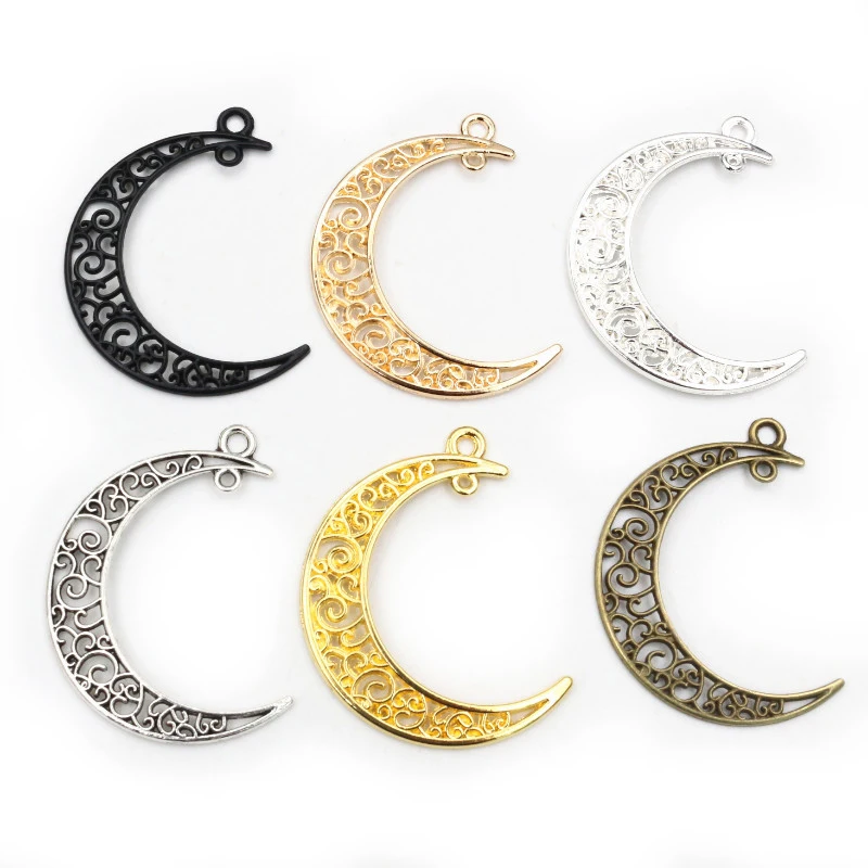 10pcs 41x30mm 7 Colors Plated  Moon Style Handmade Charms Pendant:DIY for bracelet necklace