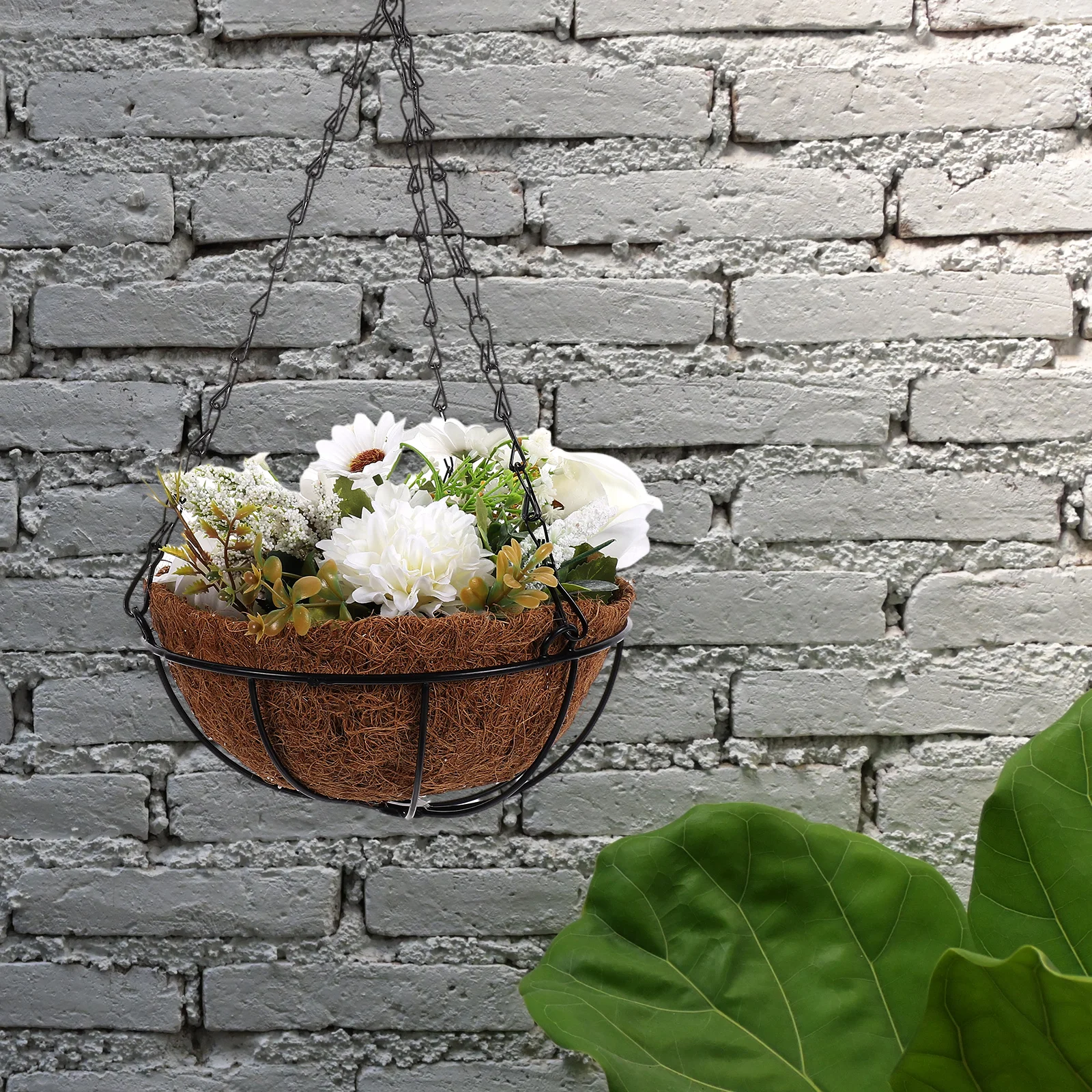 

Simulated Rose Basket Artificial Flower Home Decor Hanging Coconuts Flowerpot Wall Decoration Silk Flowers Coconut Lining