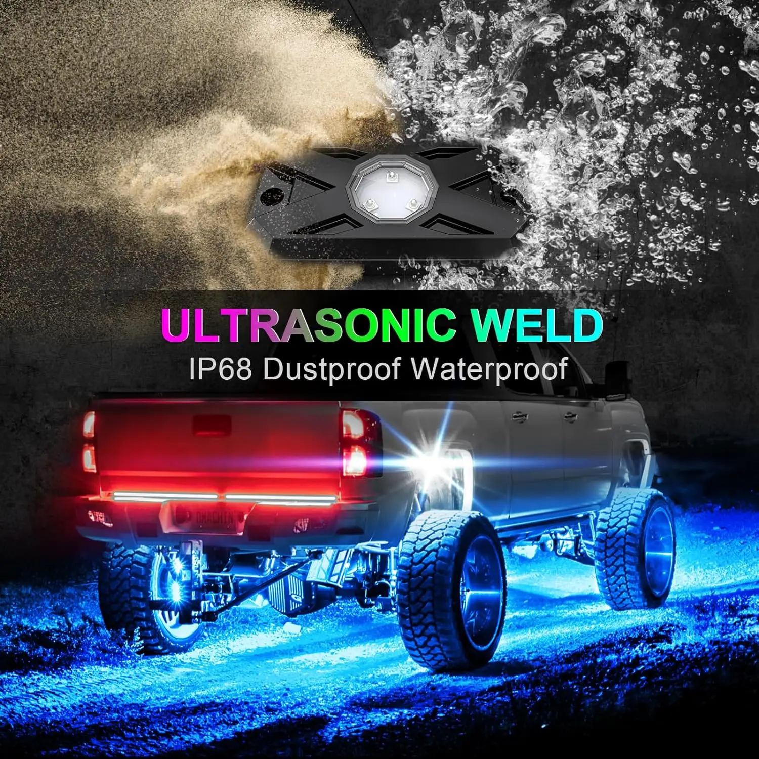 YiLaie RGB Rock Lights Underglow Wheel Lights kit IP68 with App & Remote Control Music Sync High Bright Pod Light for Pickup SUV