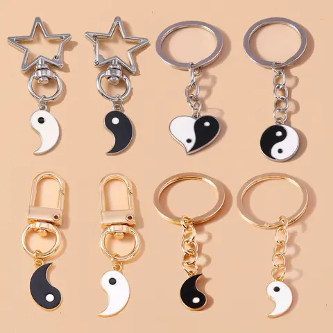 Cute Enamel Chinese Tai Ji Keychain Best Friends Couple Matching Key Ring for Women Girls Handbag Pendant DIY Jewelry Gift Cute Enamel Chinese Tai Ji Keychain Best Friends Couple Matching Key Ring for Women Girls Handbag Pendant DIY Jewelry Gift
