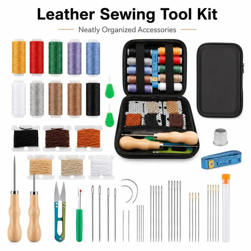 

Hand-sewn leather kit Universal leather craft tool set Portable bag repair and wallet making sewing tools