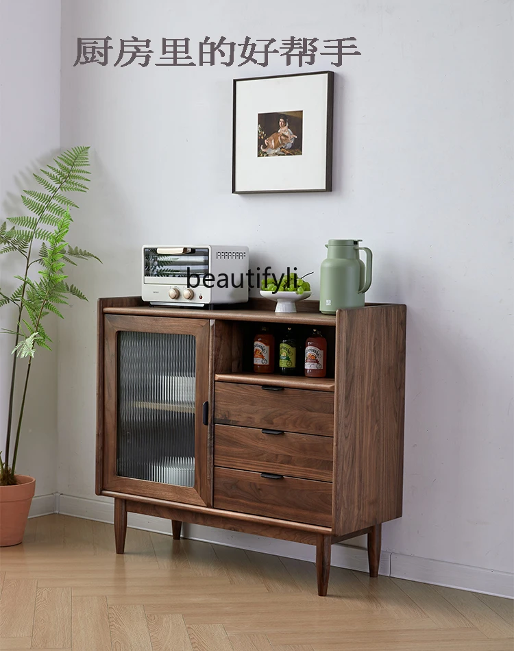 Nordic Solid Wood Sideboard Solid Wood Kitchen Living Room Meal Side Tea Storage Cabinet