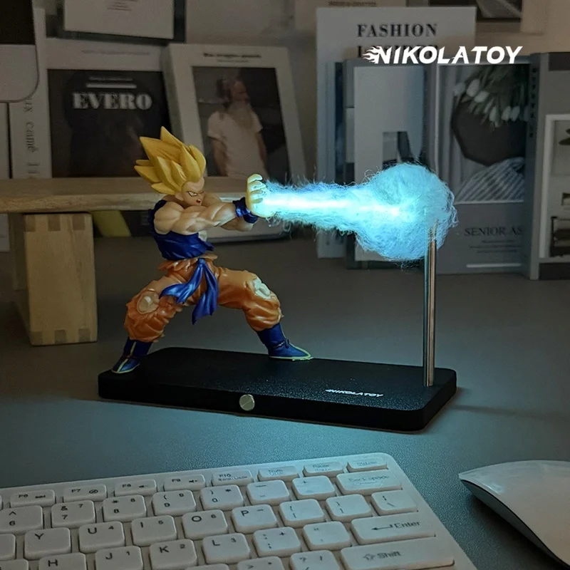 

In Stock NikolaToy Dragon Ball Kakarotto Son Goku Kamehameha Wave Magnetic Light Lamp Model Ornament Anime Peripheral Toys Gifts