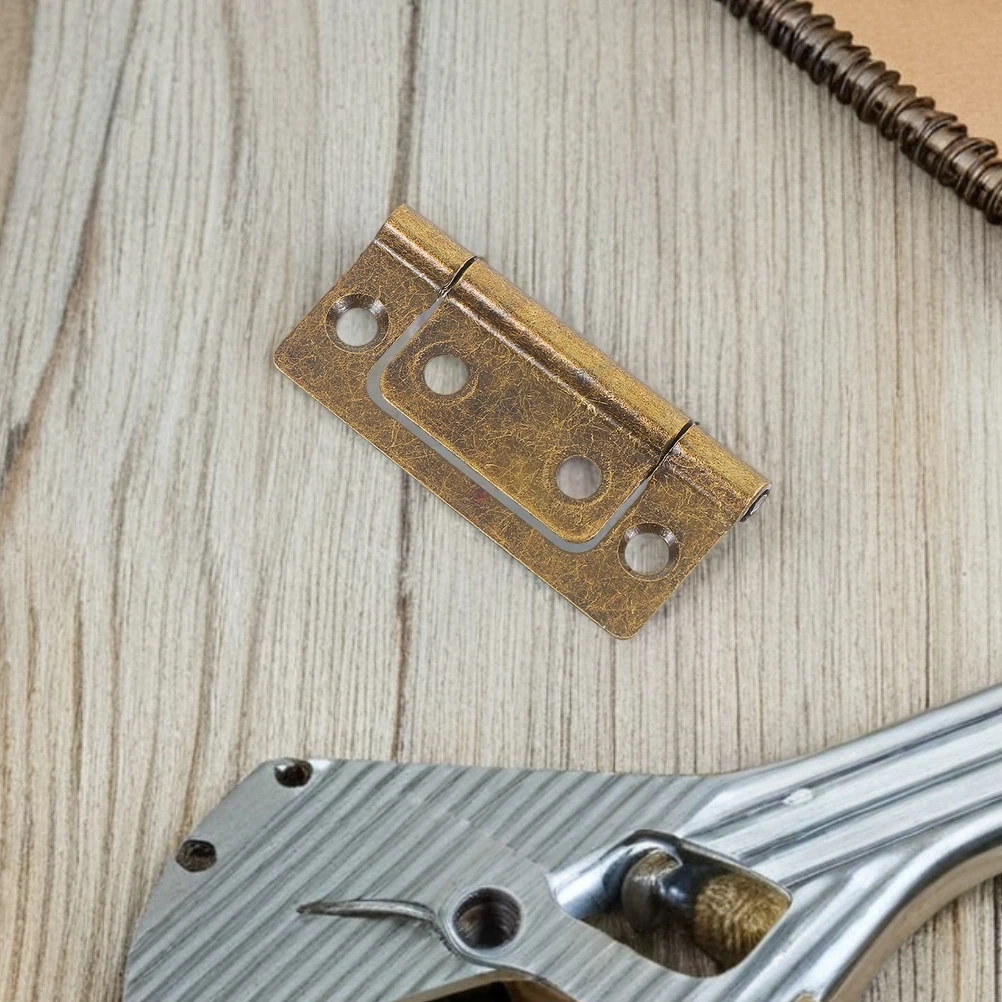 

10Pcs Small Cabinet Door Hinges Heavy Load Iron Flat Hinges for Kitchen Wardrobe Furniture Silent Close DIY Installation Home