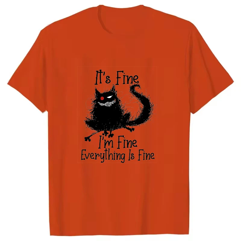 It's Fine Everything Is Fine Bedruckte T-Shirts für Damen und Herren, kurzärmelig, lustiges Rundhals-T-Shirt, lässige Sommer-Tops für Herren und Damen – Detail 6