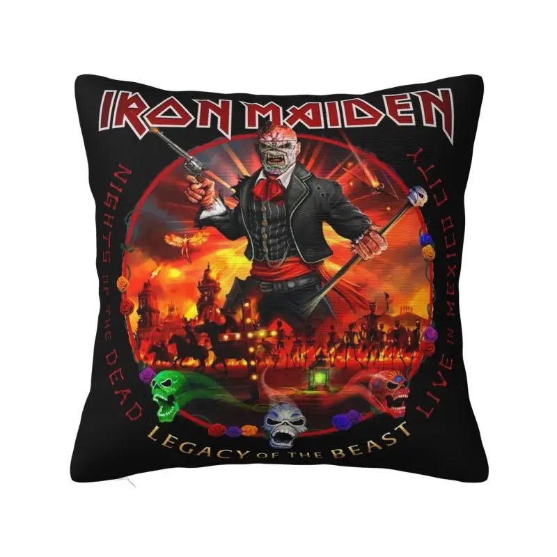 Custom Maidens Rock Heavy Metal Iron Pillow Case 45x45cm Modern Cushion Cover Velvet Pillowcase