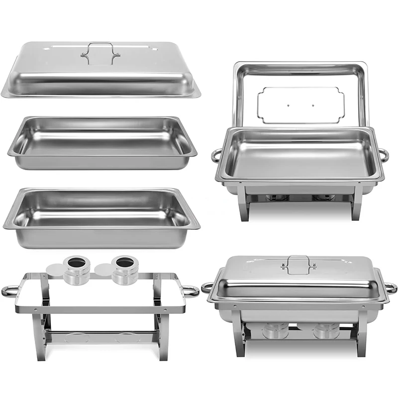 #Stainless Steel Buffet Stove Hotel Restaurant Rectangular Folding Alcohol Stove Single/Double/Triple-Tank Buffet Warming Stove