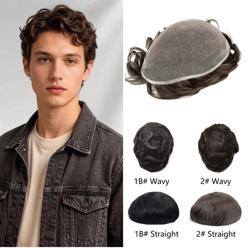Human Hair Full Lace Base Men Hair System 6x8 Hand-Tied Ready Stock 72H Delivery Wholesale Dropship