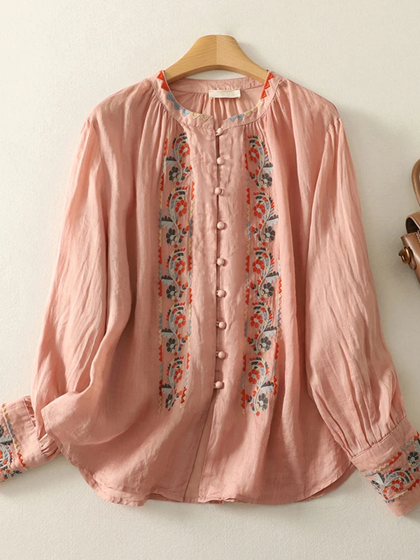 

Длинный све льняной топ в стиле ретро с этнической вышивкой, большой размер, женский фонарь Све, лесная девушка, хлопково-льняной топ с вышивкой Sp...