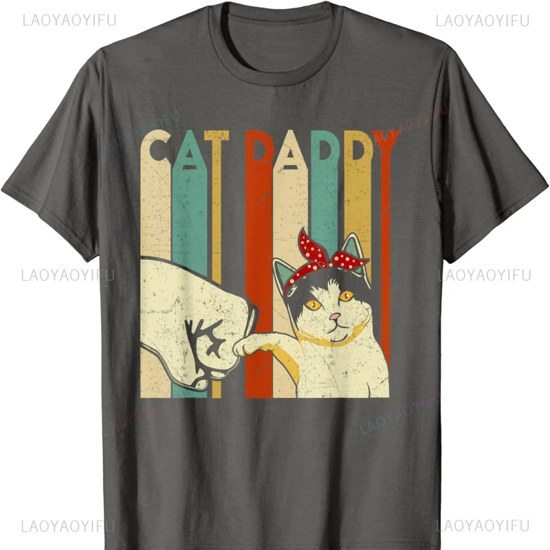 Cat Daddy Men Gift Retro Funny Cats T-Shirt Graphic T Shirts Harajuku Women Clothes Vintage Y2k Tops Casual Fashion Comfortable