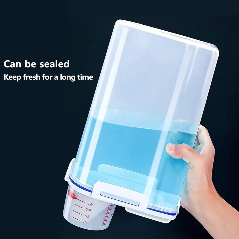 5.5 Lbs Rice Airtight Dry Food Storage Container Set of 4, Rice Storage Bin Cereal Containers Dispenser, Thicken Plastic Clear F