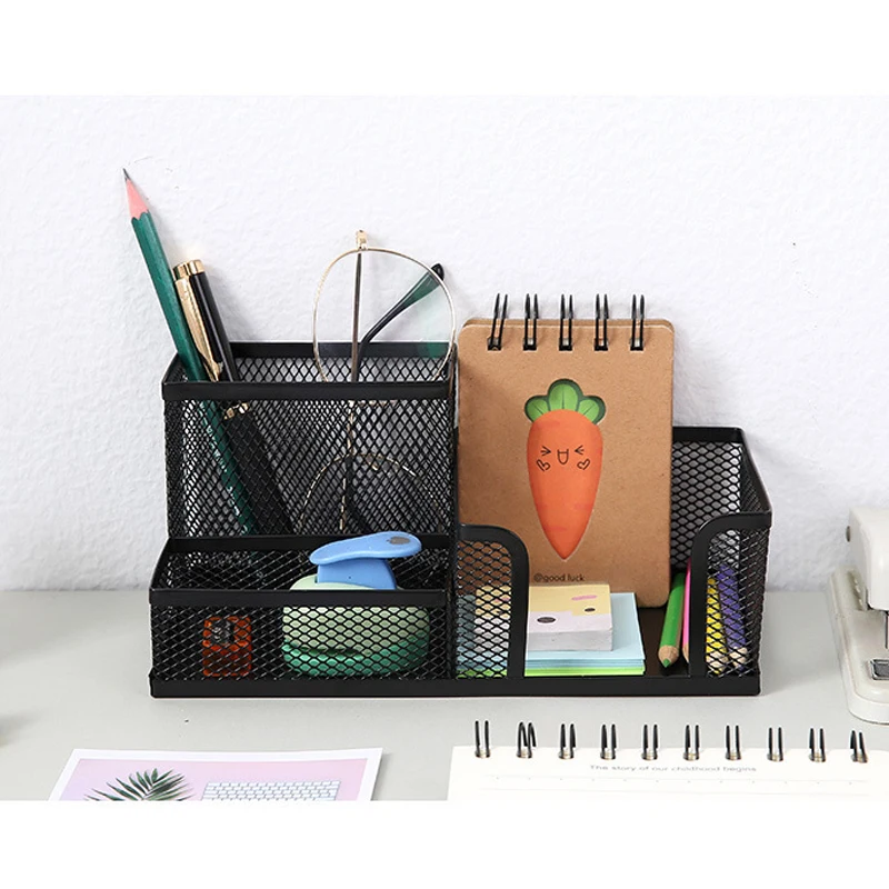 

Креативный комбинированный держатель для ручек, металлический железный держатель для ручек с тремя сетками, настольный ящик для хранения канцелярских принадлежностей