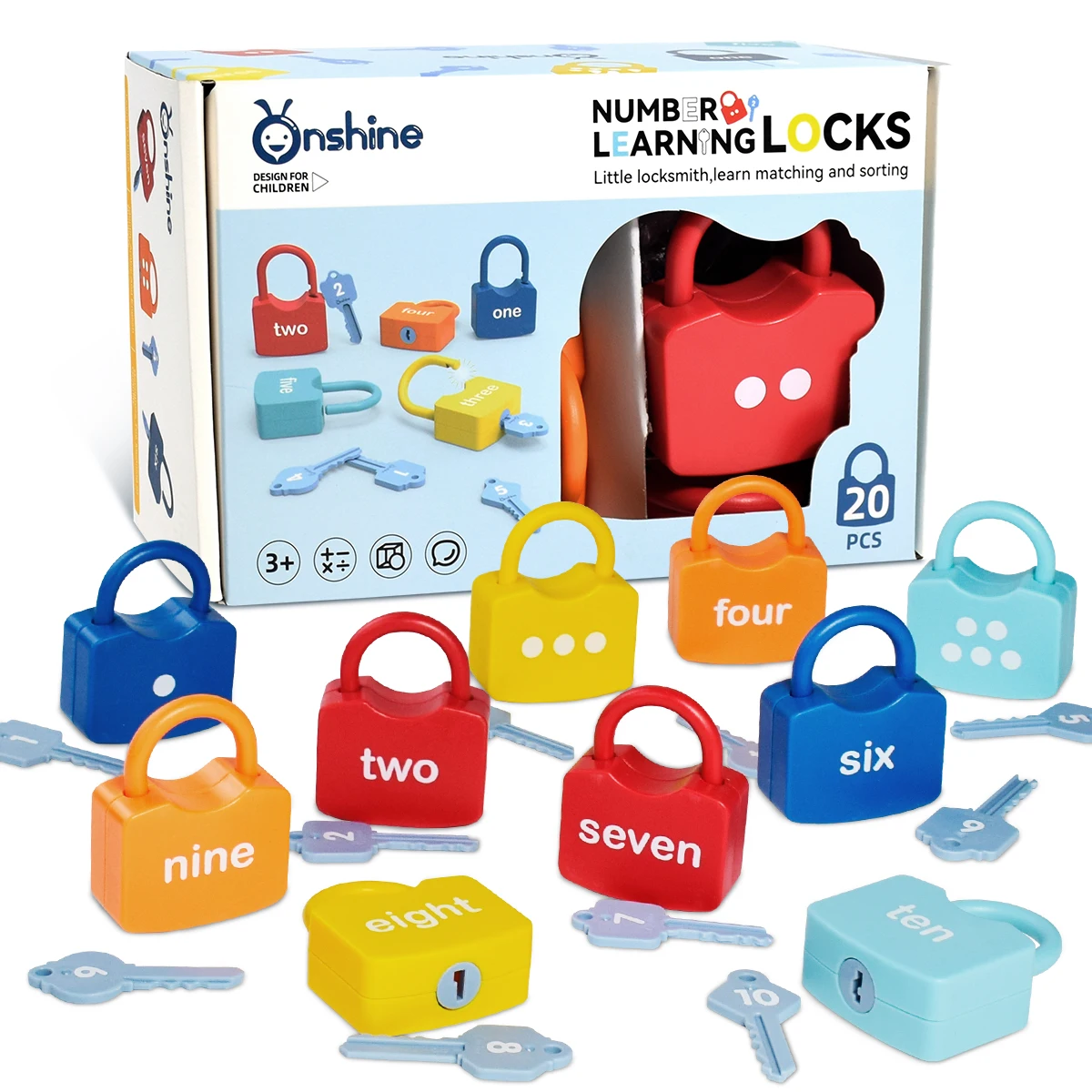 Educational Locks and Keys Matching Toy Set for 3+ Kids Homeschool Learning Number & Alphabetic & Apple & Shape Toys Games Gifts