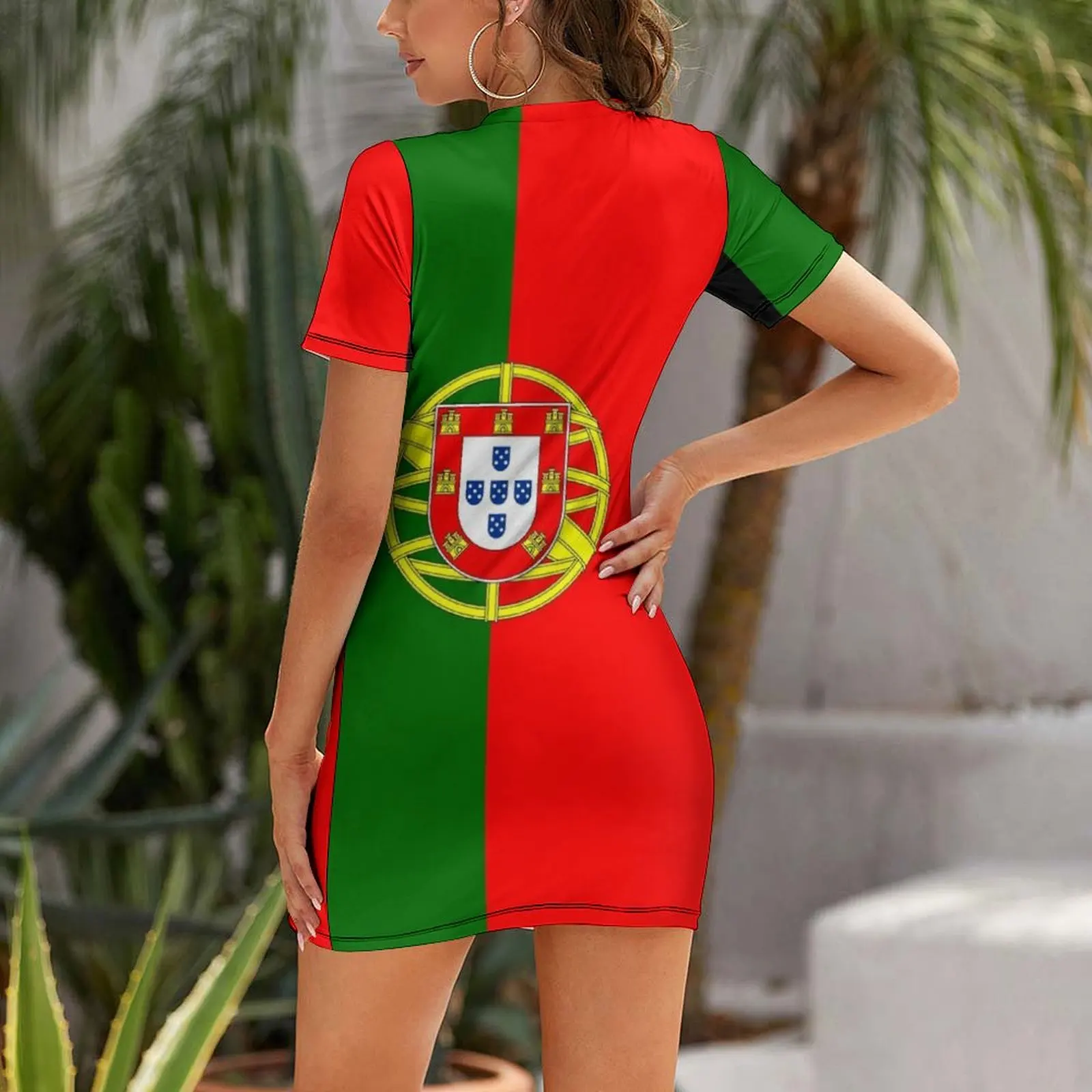 Portuguese Flag of Portugal Short Sleeved Dress elegant women's dresses for wedding Women long dress dress for women