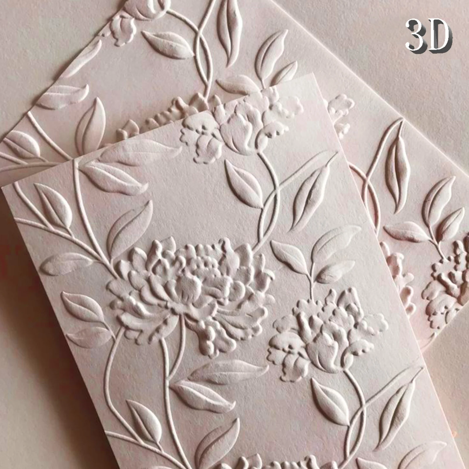 Exquisite Embossed Flower Design 3D Embossed Folder, Used for Business Card Printing and Scrapbook - Durable Plastic, Easy to Em