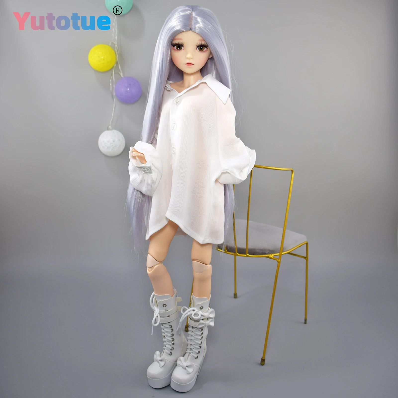 YUTOTUE 1/3 BJD 인형 장난감 60cm 소녀 인형 셔츠 신발 스트레이트 가발 풀 세트 패션 인형