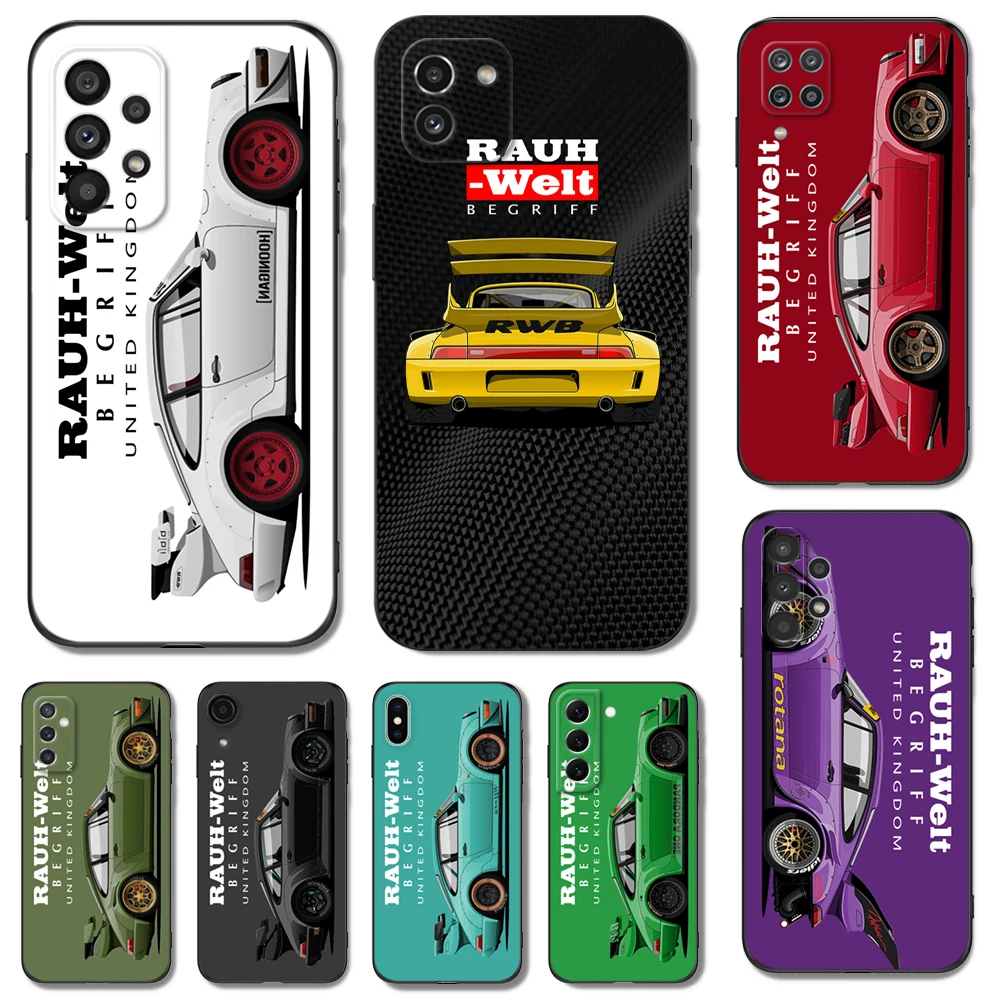 Black tpu Case For Samsung galaxy S23 S22 S20 S21 FE PLUS ultra+S10 E lite cover jdm RWB 911 964 933 japanese sports car