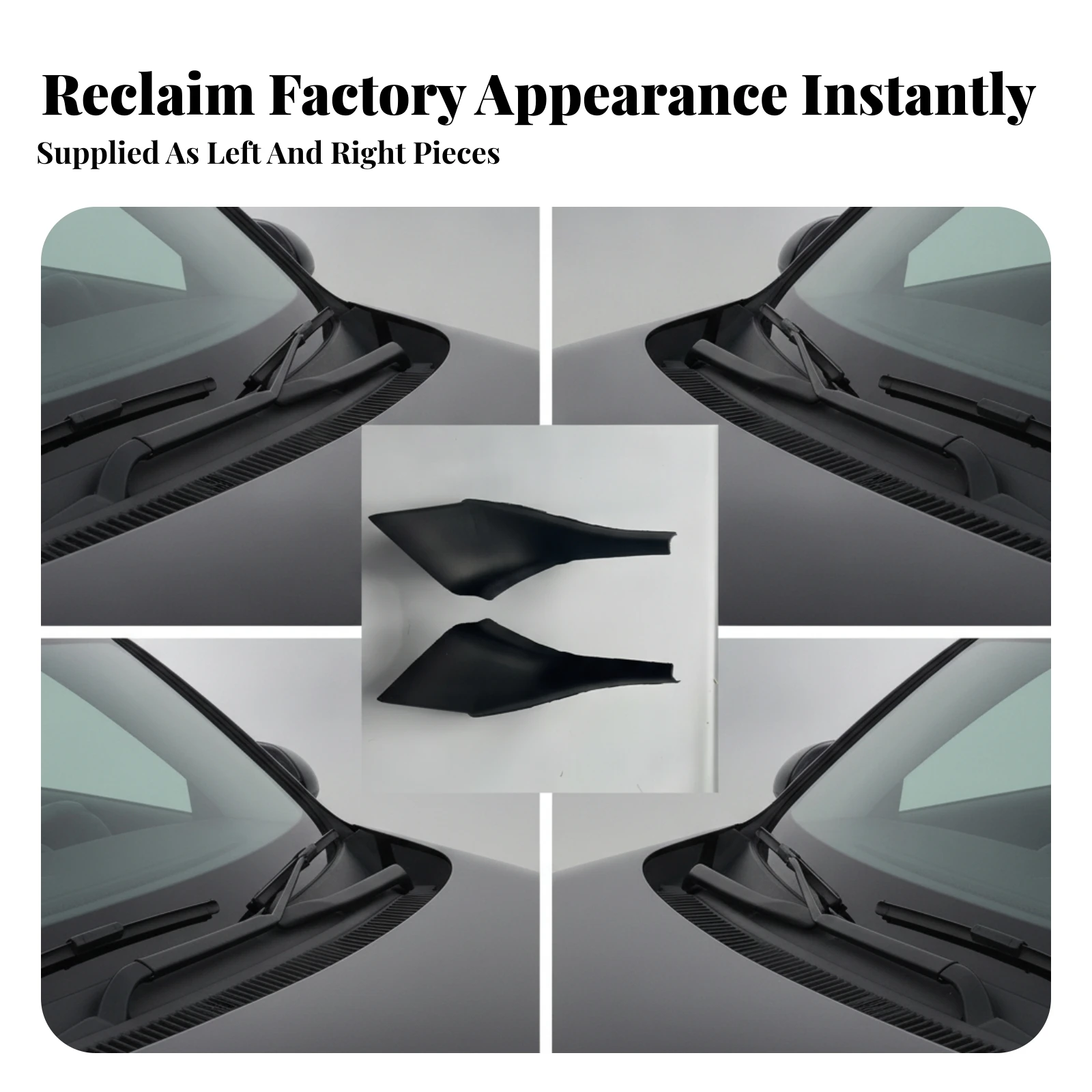Molded Windshield Wiper Trim Panel with Integrated Clips for Universal 2010-2017 Vehicle Exterior Restoration