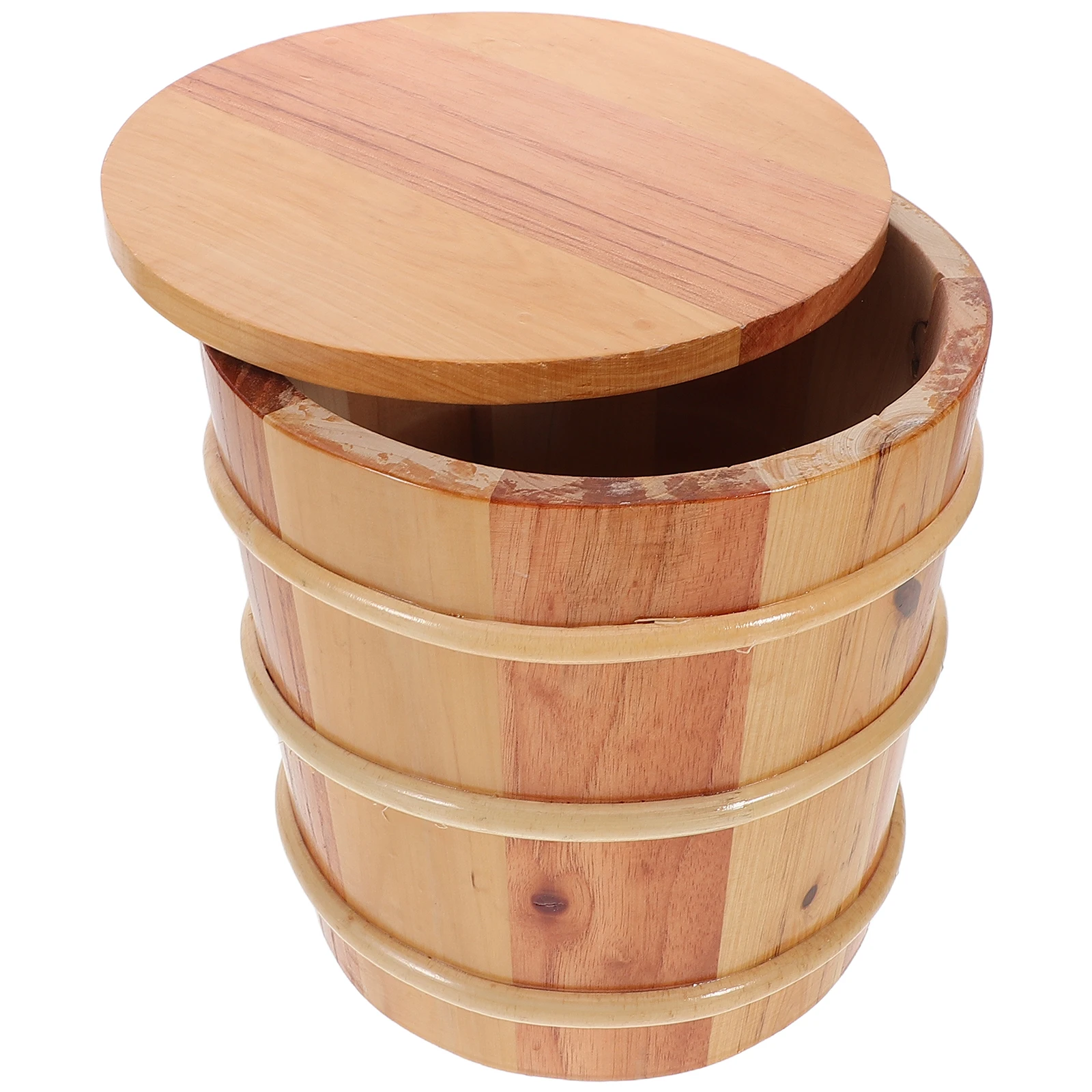 

Wooden Rice Bucket Solid Wood Large Capacity Sealed Freshness Elegant Design Versatile Use Rice Storage Container