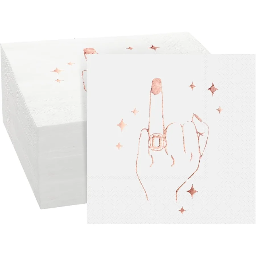 

50 Pcs Wedding pkins 3 Ply Cocktail Beverage Dessert Bridal Sr White Paper Disposable pkins with Foil Ring Finger Design for E