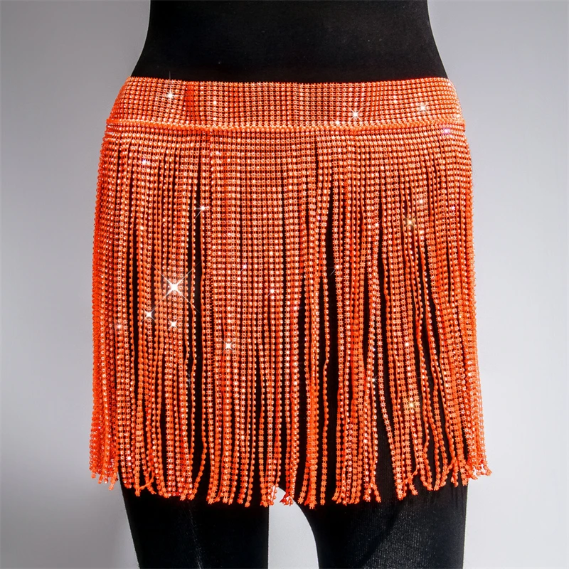 Frauen Rock Quaste Sexy Bauchtanz Kostüme Diamant Gürtel Mode Kunst Nachtclub Bar Leistung Funkelnden Bauchtanz Kostüm – Detail 14
