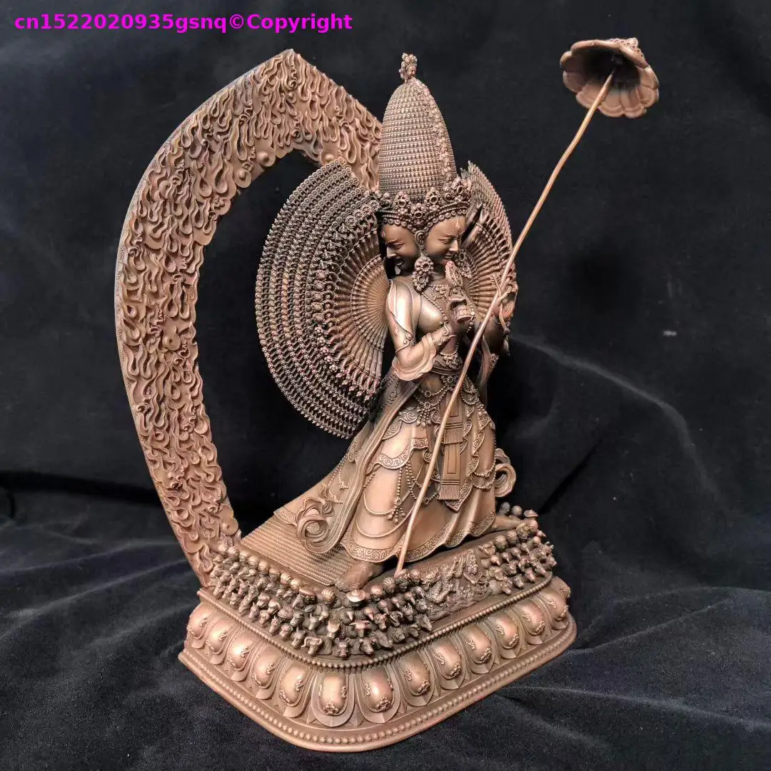 23CM large Nepal tibet Sitatapatra Usnisa sitapatra Copper figure of Buddha White Umbrella Goddess Buddhist sacrifices worship