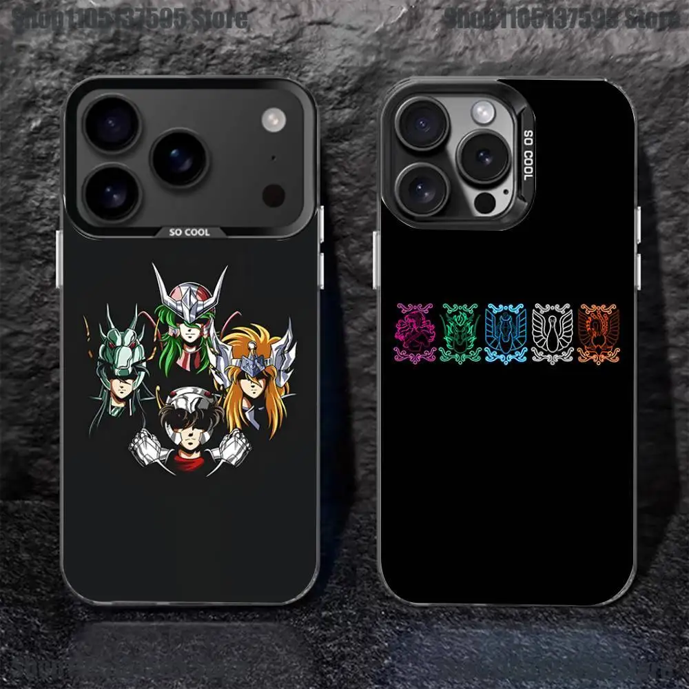 

S-Saint Seiya Knights Zodiac Phone Case For iPhone 17,16,15,14,13,12,11,Pro,XS,Max,Plus,Mini,SE4,E Black Matte Shockproof Cover