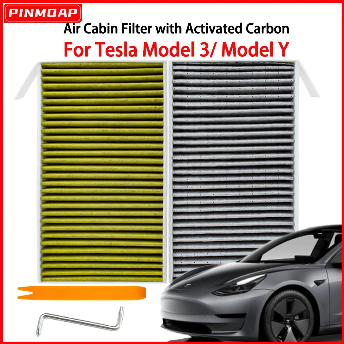 Cartucho de filtro automotivo, 2 peças, filtro de ar automotivo adequado para tesla modelo 3 y, filtro de ar condicionado de carbono ativado
