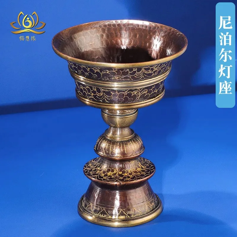 base, antique copper oil , household ghee candle holder, eternal flame lamp for Buddhist altars