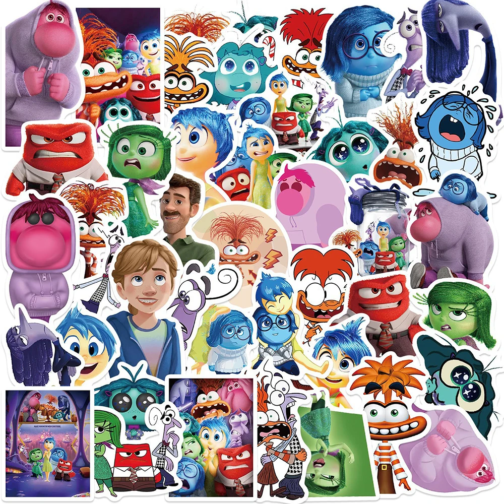 Disney-Cute Inside Out Adesivos para Crianças, Decalques dos desenhos animados, Papelaria, Laptop, Frigorífico, Bicicleta, Telefone, DIY Graffiti Decoração, 10 pcs, 30 pcs, 50pcs