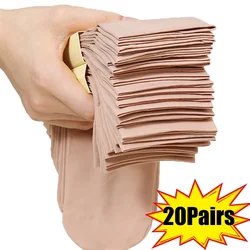 InjSox-Chaussettes d'été transparentes pour femmes, 40 pièces = 20 paires, ultra-fines, en nylon, courtes, élastiques, cristal, printemps