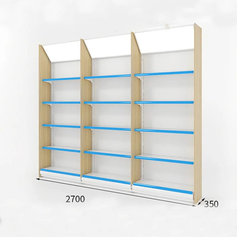 [Customized]Steel wood structure supermarket convenience store display rack pharmacy furniture display shelves equipment