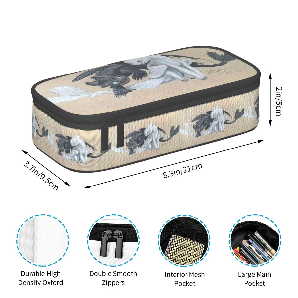 ฟันและ Lightfury ดินสอสําหรับนักเรียนโรงเรียนกล่องปากกาดินสอกระเป๋าเครื่องเขียนผู้ถือปากกากระเป๋า